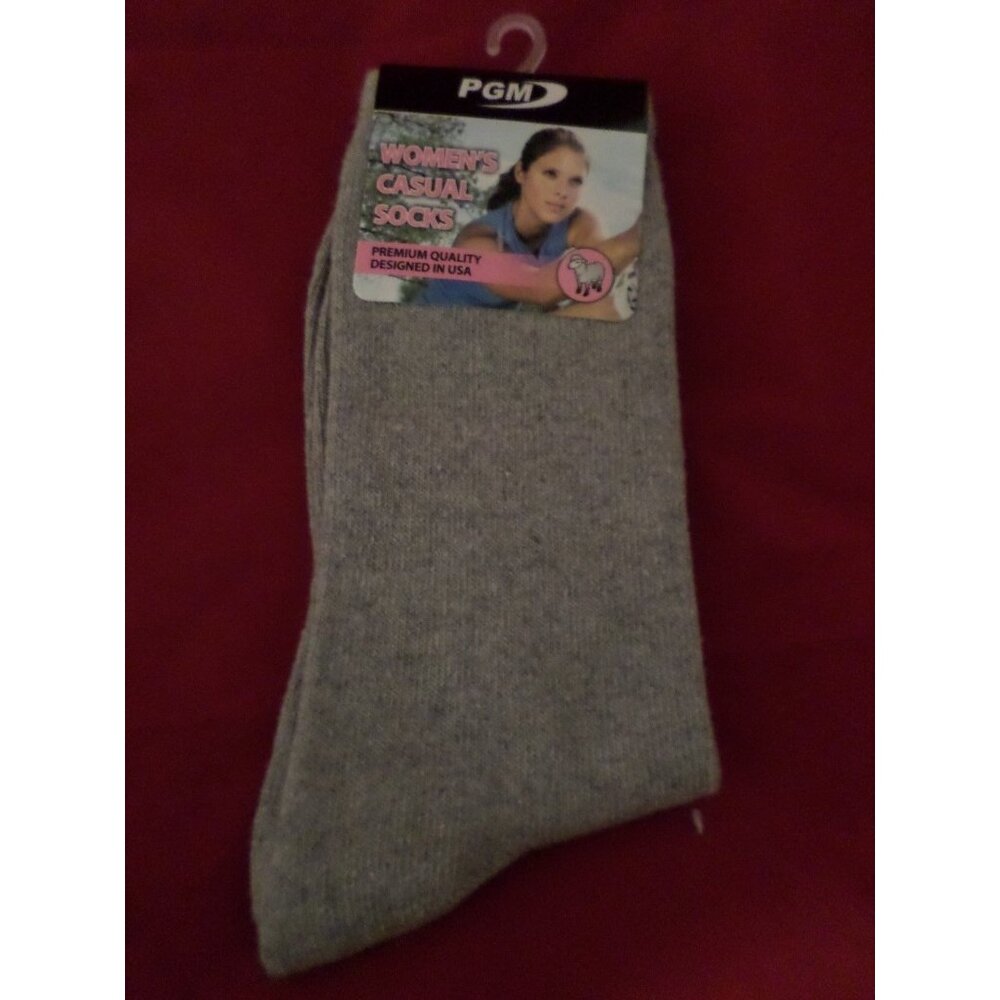 1 Pair PGM 20% Merino Wool Womens Trouser Socks Grey Crew  4-9